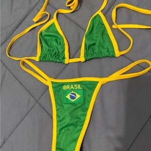 Green and Yellow Brazilian Flag Bikini